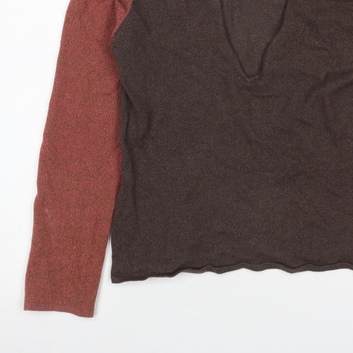 Liberty Women’s Brown Red V-Neck XS Fine Knit Raglan Sleeve Jumper