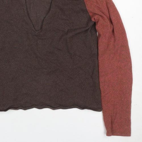 Liberty Women’s Brown Red V-Neck XS Fine Knit Raglan Sleeve Jumper