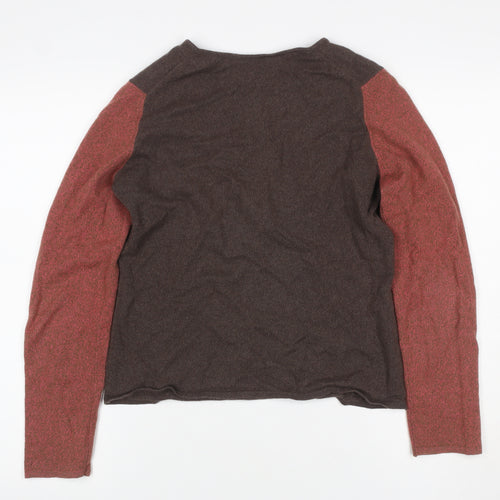 Liberty Women’s Brown Red V-Neck XS Fine Knit Raglan Sleeve Jumper