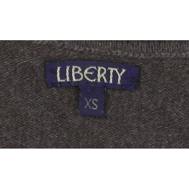 Liberty Women’s Brown Red V-Neck XS Fine Knit Raglan Sleeve Jumper