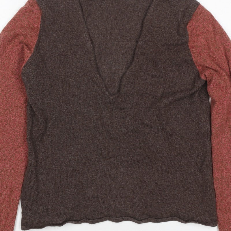 Liberty Women’s Brown Red V-Neck XS Fine Knit Raglan Sleeve Jumper