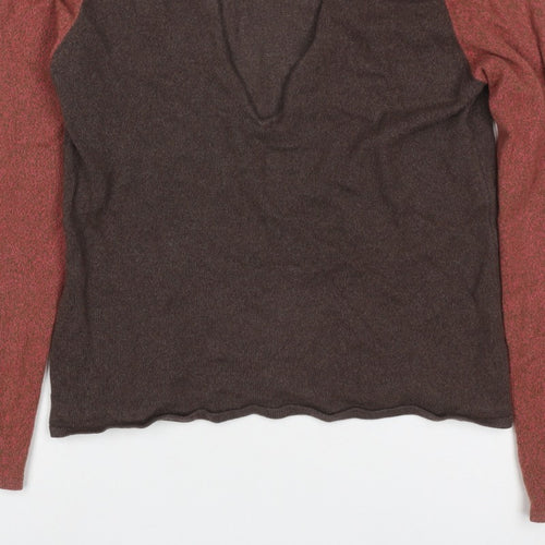Liberty Women’s Brown Red V-Neck XS Fine Knit Raglan Sleeve Jumper