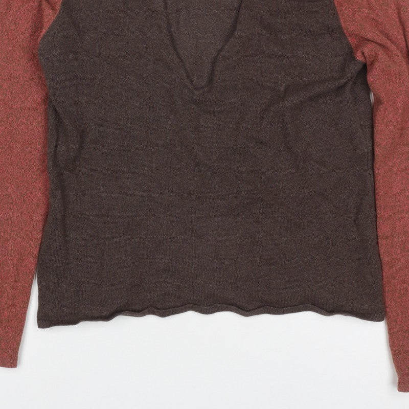 Liberty Women’s Brown Red V-Neck XS Fine Knit Raglan Sleeve Jumper