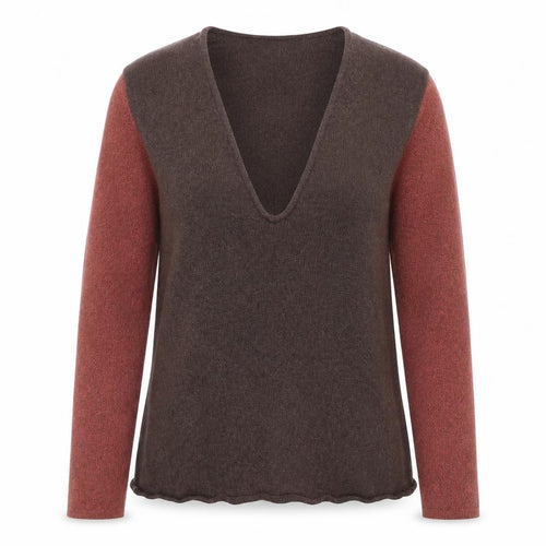 Liberty Women’s Brown Red V-Neck XS Fine Knit Raglan Sleeve Jumper