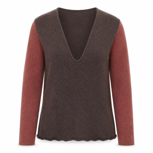 Liberty Women’s Brown Red V-Neck XS Fine Knit Raglan Sleeve Jumper