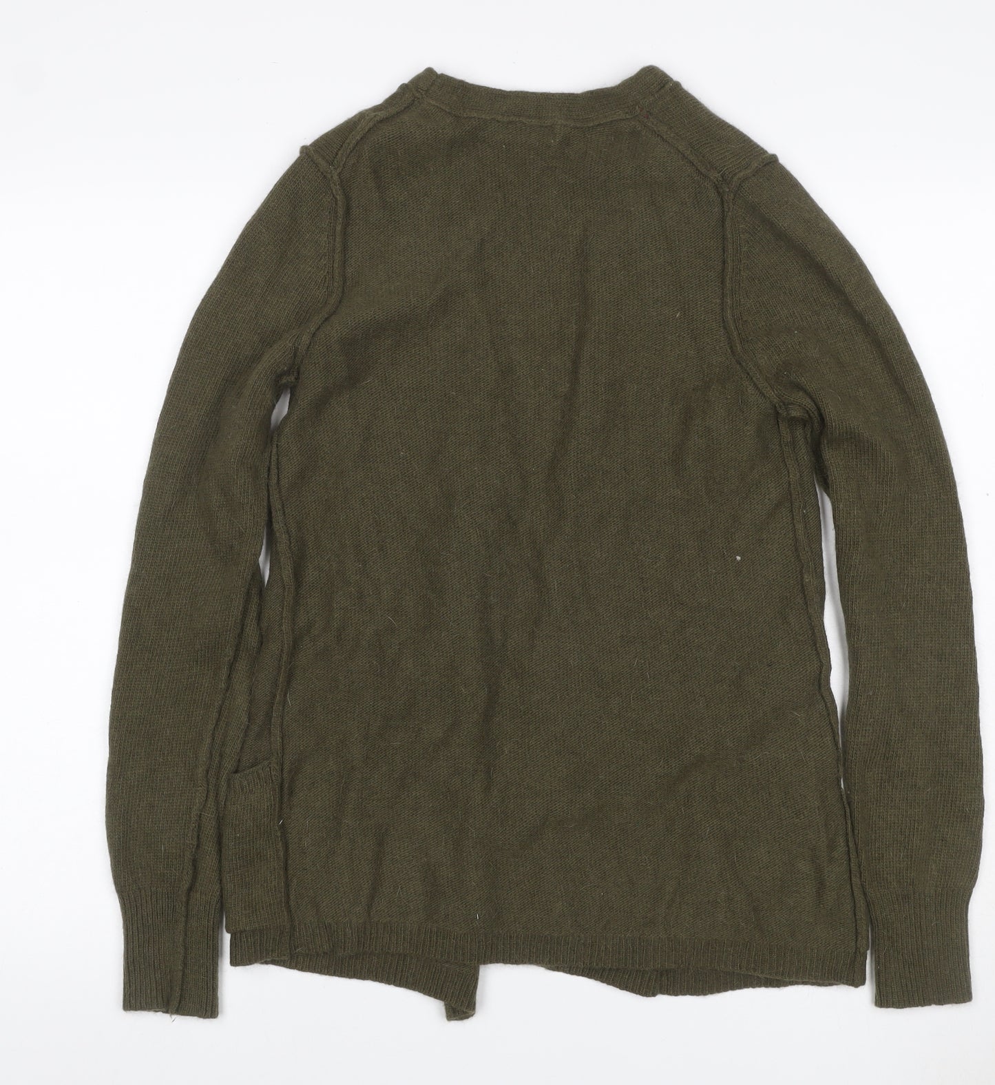 Amphora Women’s Green Angora Blend Open V-Neck Cardigan Size L