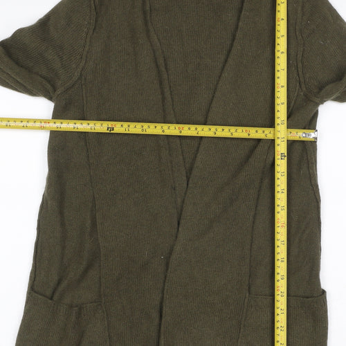 Amphora Women’s Green Angora Blend Open V-Neck Cardigan Size L