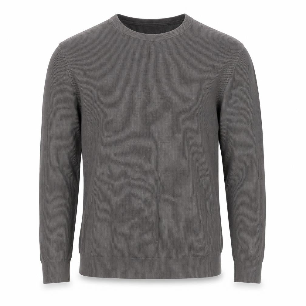 Zara Men Grey XL Cotton Crew Neck Fine Knit Pullover Jumper