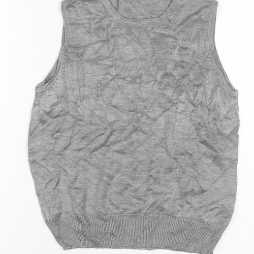St Michael Marks & Spencer Women Grey Silk Knit Tank Top UK 10 Vintage