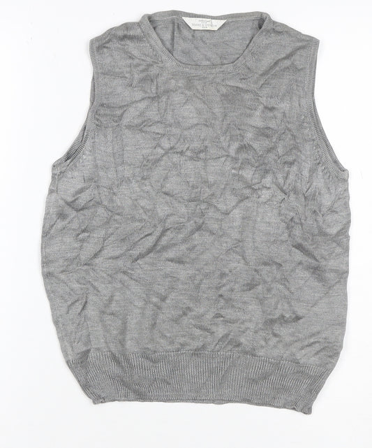 St Michael Marks & Spencer Women Grey Silk Knit Tank Top UK 10 Vintage