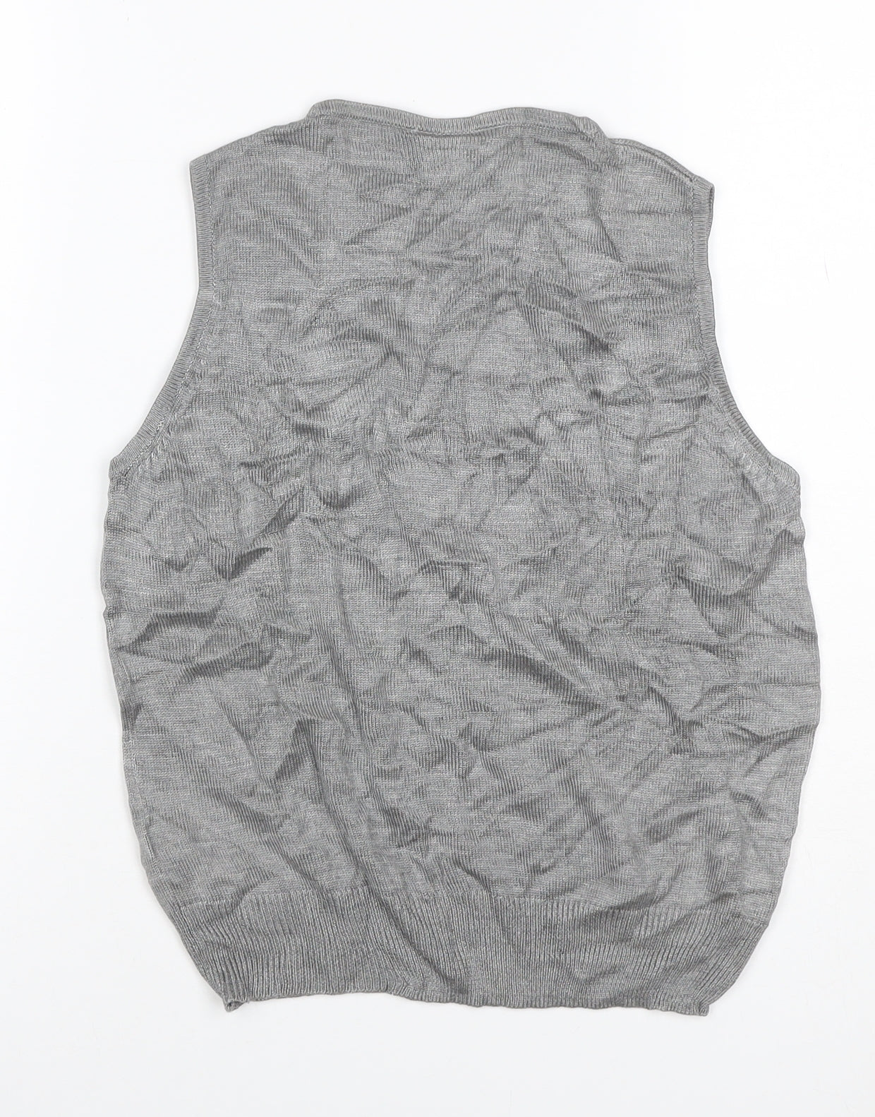 St Michael Marks & Spencer Women Grey Silk Knit Tank Top UK 10 Vintage