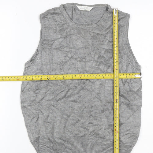 St Michael Marks & Spencer Women Grey Silk Knit Tank Top UK 10 Vintage