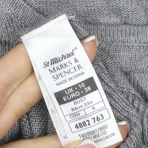 St Michael Marks & Spencer Women Grey Silk Knit Tank Top UK 10 Vintage