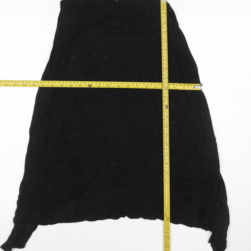 Next Women Black UK 12 Viscose Tunic Top Long Sleeve Round Neck