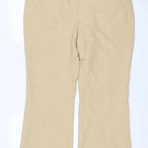 Zara Women Beige XL Wide Leg Tailored Trousers Stretch Pockets