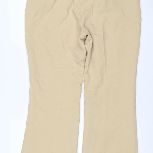 Zara Women Beige XL Wide Leg Tailored Trousers Stretch Pockets