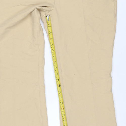 Zara Women Beige XL Wide Leg Tailored Trousers Stretch Pockets