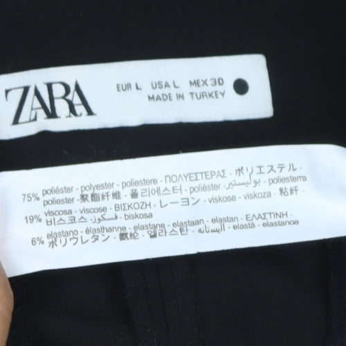Zara Women Black L Tailored Capri Cropped Stretch Trousers