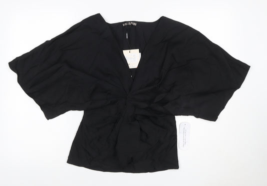 Girl In Mind Women’s Black UK 14 Wrap V-Neck Kimono Sleeve Blouse