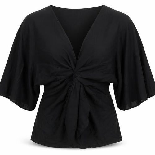 Girl In Mind Women’s Black UK 14 Wrap V-Neck Kimono Sleeve Blouse