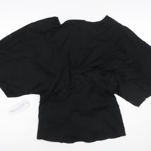 Girl In Mind Women’s Black UK 14 Wrap V-Neck Kimono Sleeve Blouse