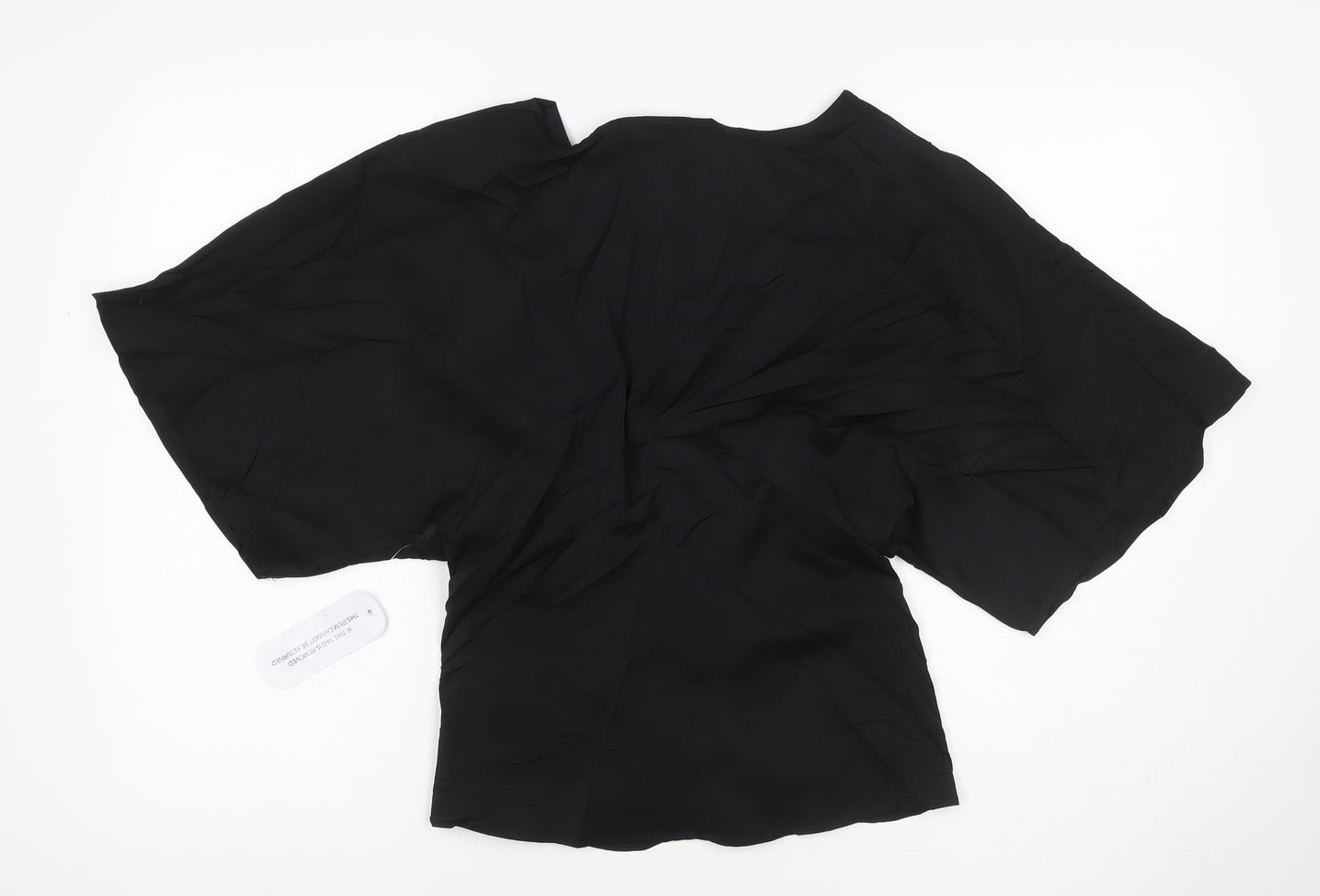 Girl In Mind Women’s Black UK 14 Wrap V-Neck Kimono Sleeve Blouse