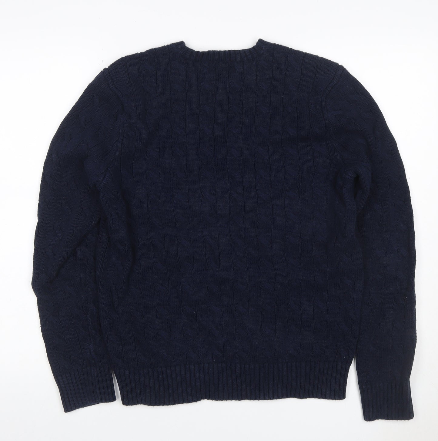 Polo Ralph Lauren Men’s Blue M Cable Knit Cotton Crew Neck Jumper