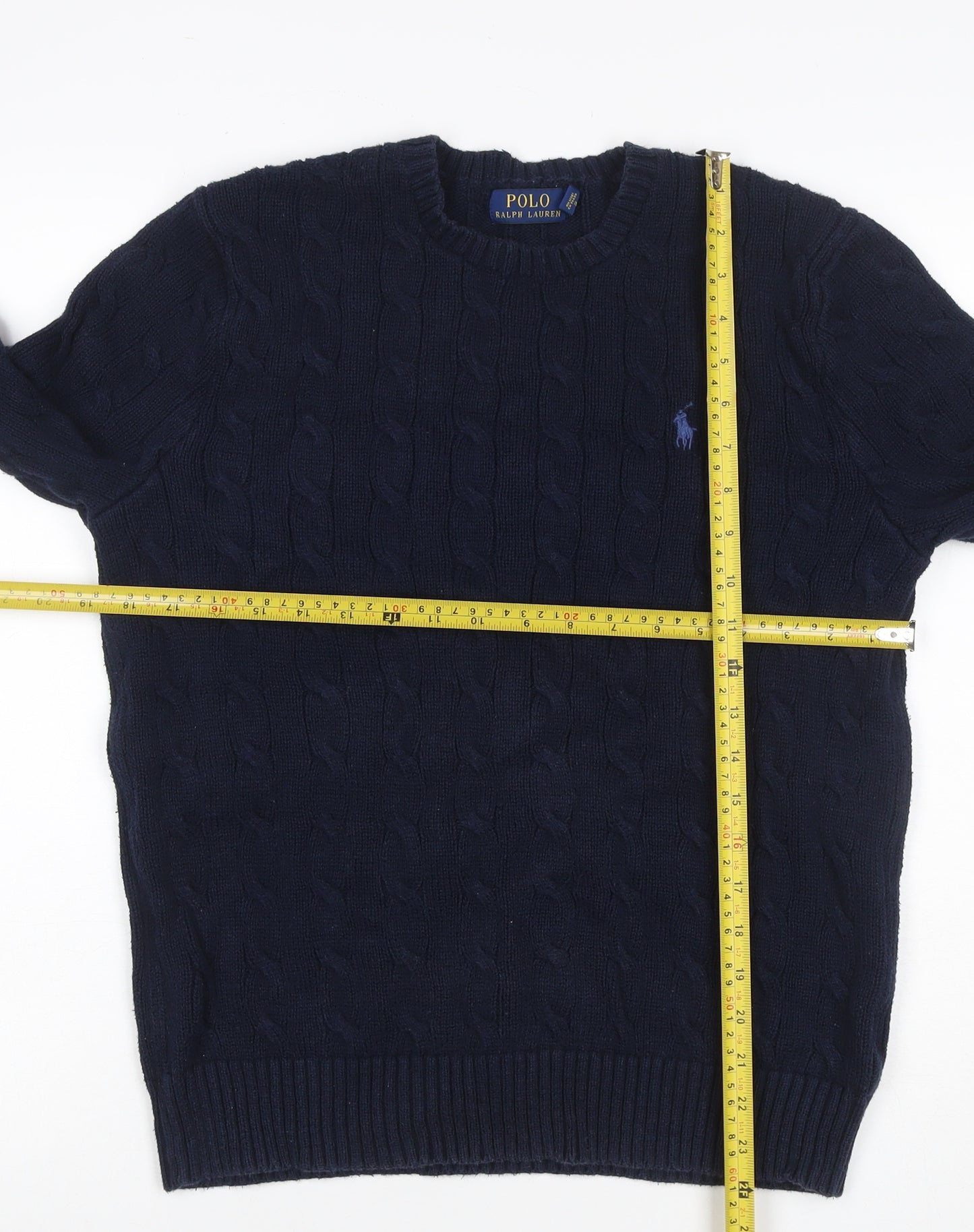 Polo Ralph Lauren Men’s Blue M Cable Knit Cotton Crew Neck Jumper