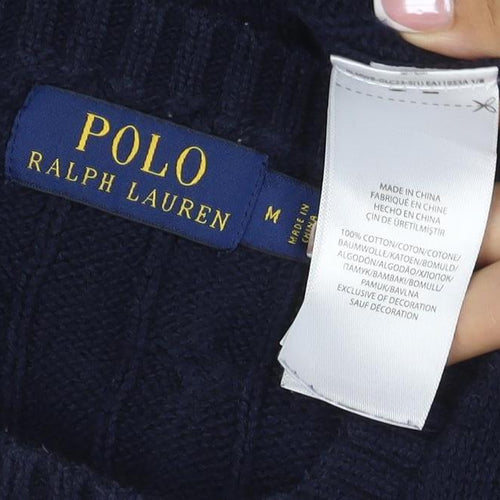Polo Ralph Lauren Men’s Blue M Cable Knit Cotton Crew Neck Jumper