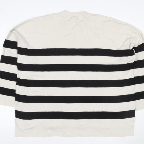 Peacocks Women’s Ivory Black Striped Mock Neck Knit Jumper 2XL
