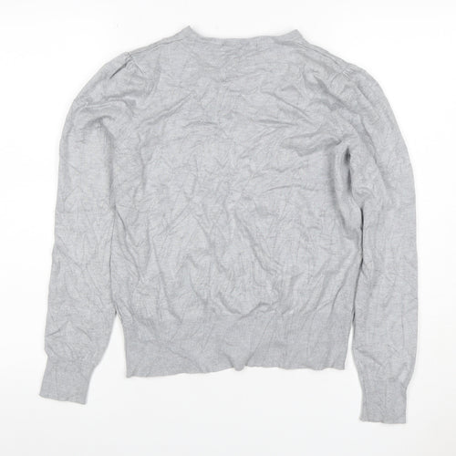 Marks and Spencer Women Grey UK 14 Button Knit Puff Sleeve Cardigan