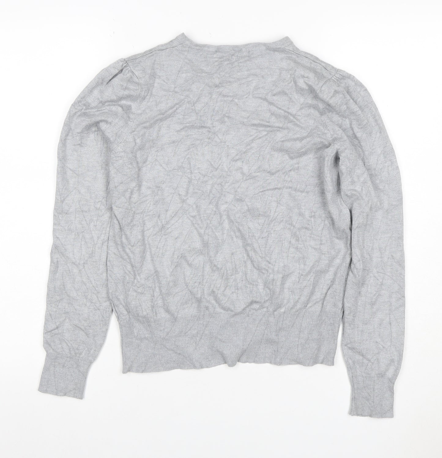 Marks and Spencer Women Grey UK 14 Button Knit Puff Sleeve Cardigan