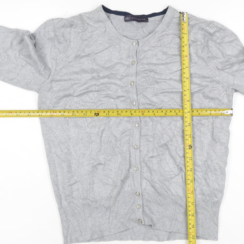 Marks and Spencer Women Grey UK 14 Button Knit Puff Sleeve Cardigan