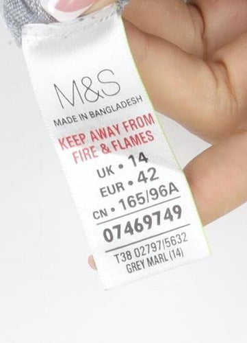Marks and Spencer Women Grey UK 14 Button Knit Puff Sleeve Cardigan