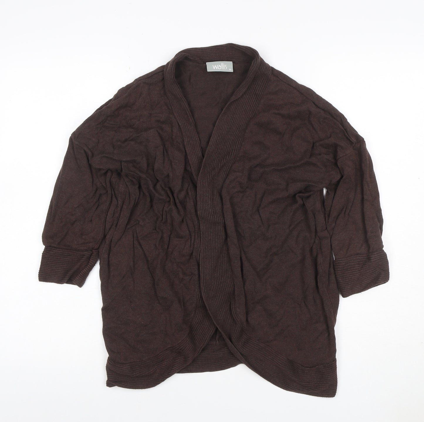 Wallis Women’s Brown M Open Knit 3/4 Sleeve Cardigan