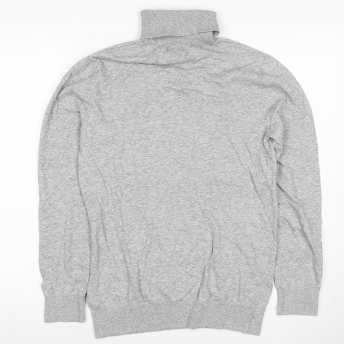 H&M Women Grey Size S Cotton Roll Neck Pullover Jumper