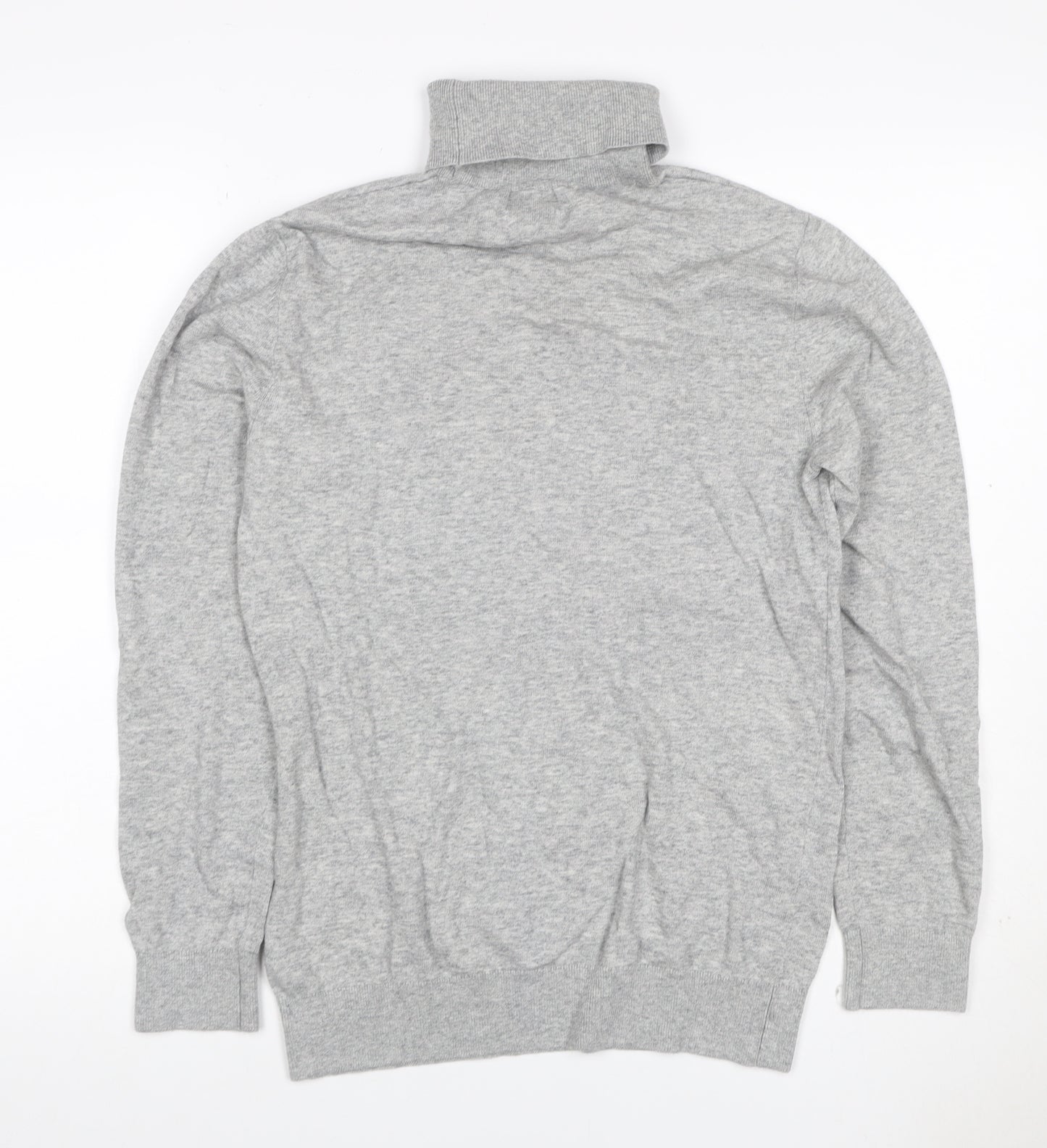 H&M Women Grey Size S Cotton Roll Neck Pullover Jumper
