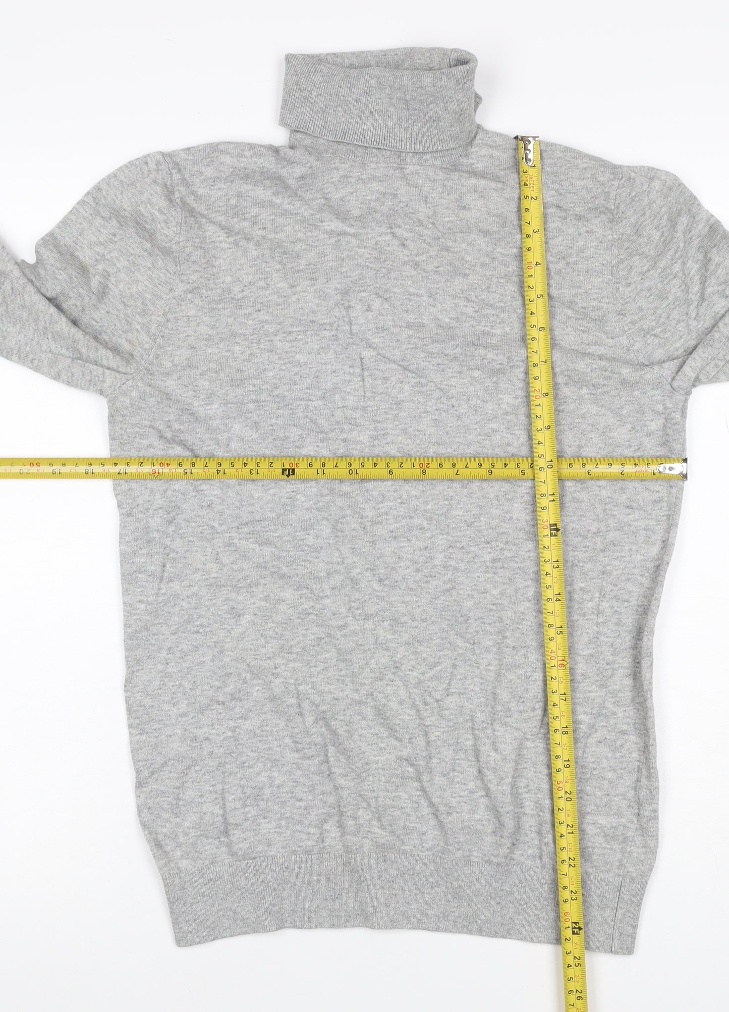 H&M Women Grey Size S Cotton Roll Neck Pullover Jumper