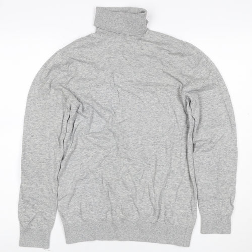 H&M Women Grey Size S Cotton Roll Neck Pullover Jumper
