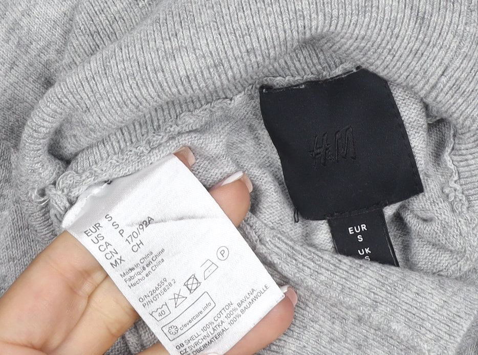 H&M Women Grey Size S Cotton Roll Neck Pullover Jumper