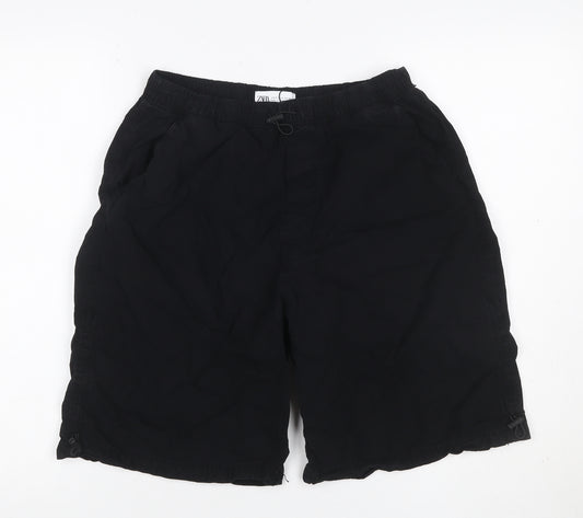 Zara Men’s Black Cotton Drawstring Relaxed Shorts Size S