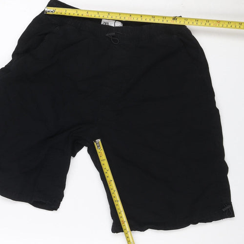Zara Men’s Black Cotton Drawstring Relaxed Shorts Size S