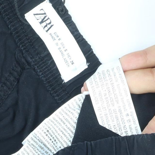 Zara Men’s Black Cotton Drawstring Relaxed Shorts Size S