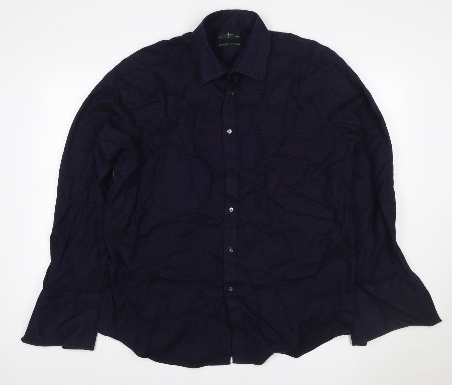 Jasper Conran Men’s Blue 17.5 Cotton Long Sleeve Button-Up Shirt