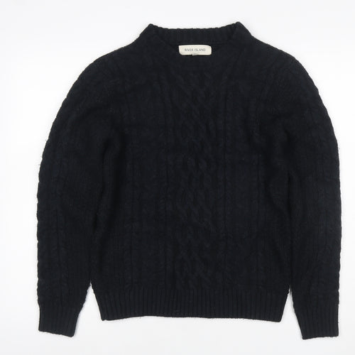 River Island Women's Black S Cable-Knit High Neck Jumper