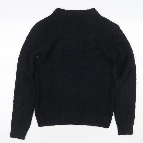 River Island Women's Black S Cable-Knit High Neck Jumper