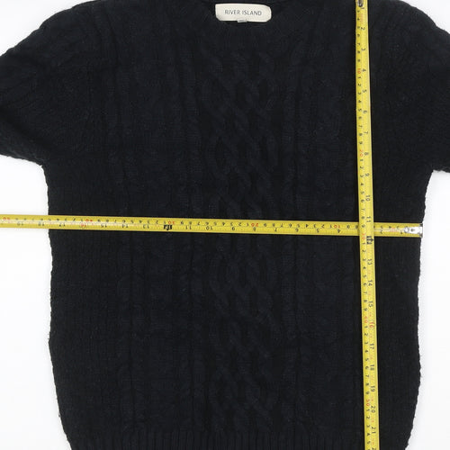 River Island Women's Black S Cable-Knit High Neck Jumper