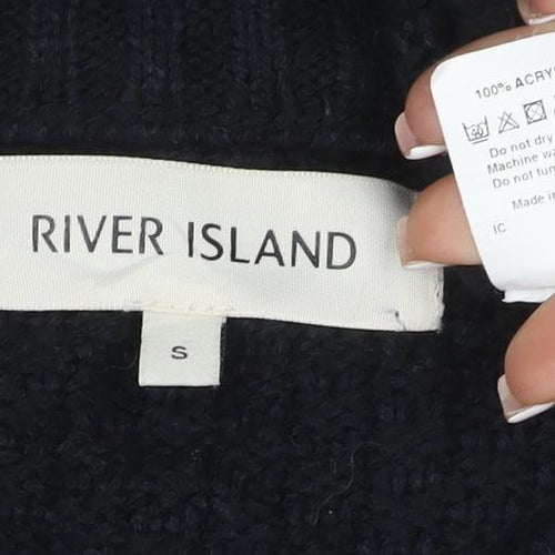 River Island Women's Black S Cable-Knit High Neck Jumper