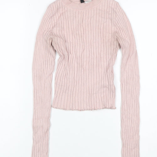 MOTF Women’s Pink XS Ribbed Stretch Knit Pullover Jumper