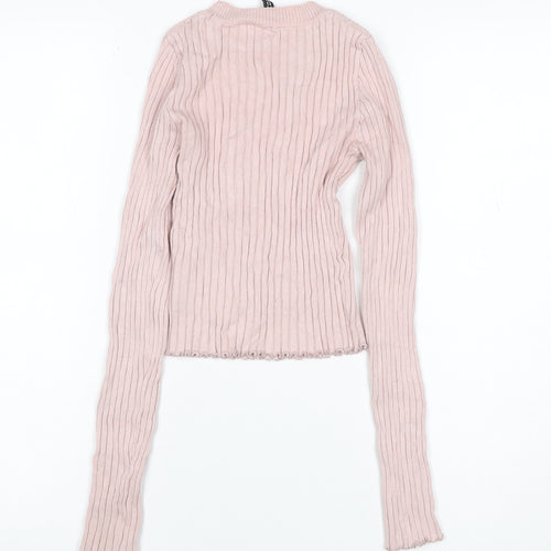 MOTF Women’s Pink XS Ribbed Stretch Knit Pullover Jumper